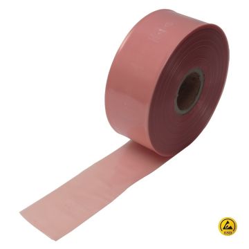ESD buisfolie op rol roze anti statisch / Kunststof kern